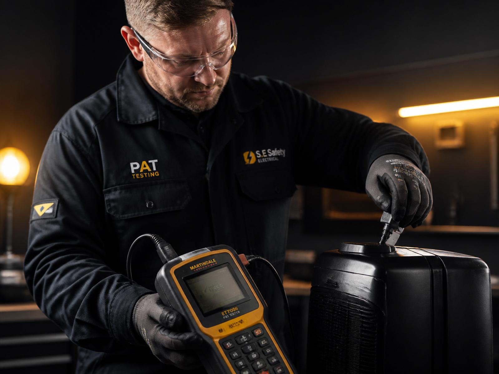 Electrician performing PAT testing